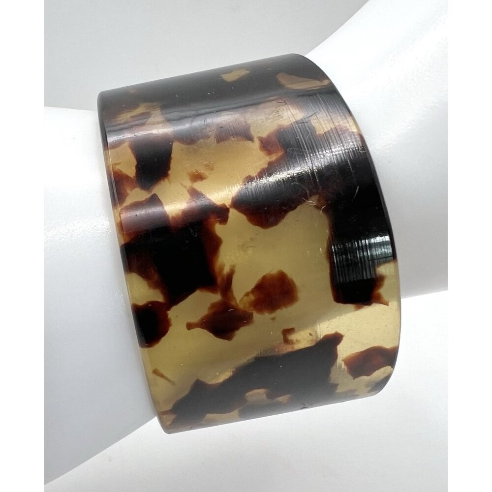 Vintage Translucent Faux Tortoise Shell  Wide Cuff Bracelet - Picture 7 of 7
